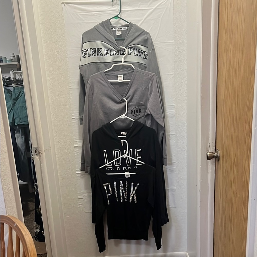 Gray and Black PINK Hoodies